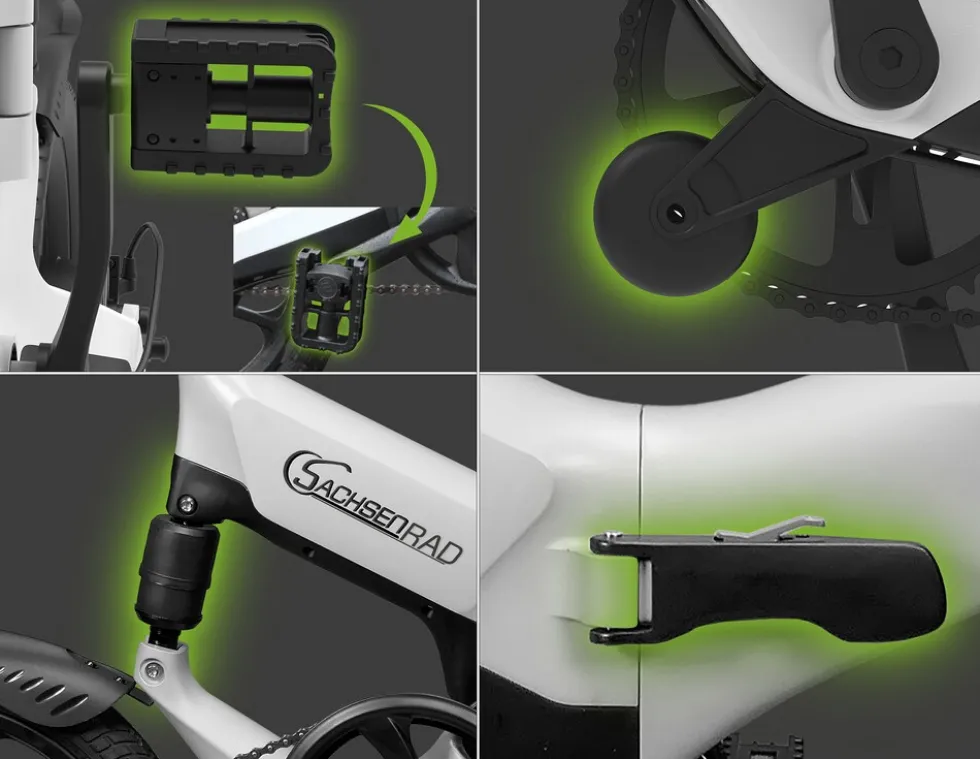 SachsenRAD E-Faltrad F12 Klapprad Ebike Elektrofahrrad Space Grau 16 Zoll