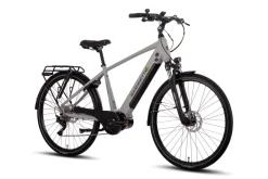 SAXONETTE Premium Sport E-Trekkingbike 10 Gang Scheibenbremse Federgabel Mittelmotor silber matt