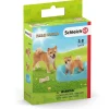 Schleich 42479 - Farm World - Spielset, Mutter und Welpe, Shiba Inu