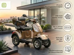 Seniorenmobil P4000, Lithium-Akku, 25 km/h, 1000 Watt, Braun