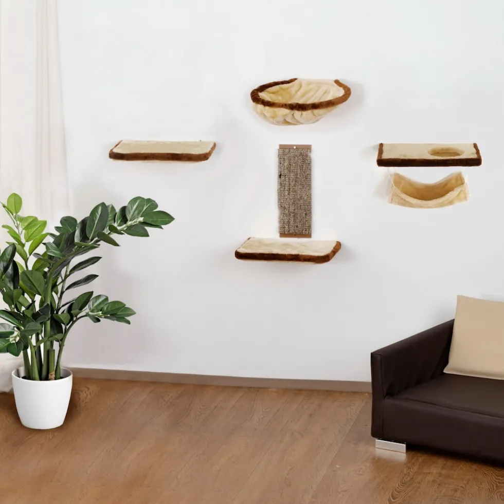Silvio Design Katzen-Kletterwand 6-teilig beige-braun