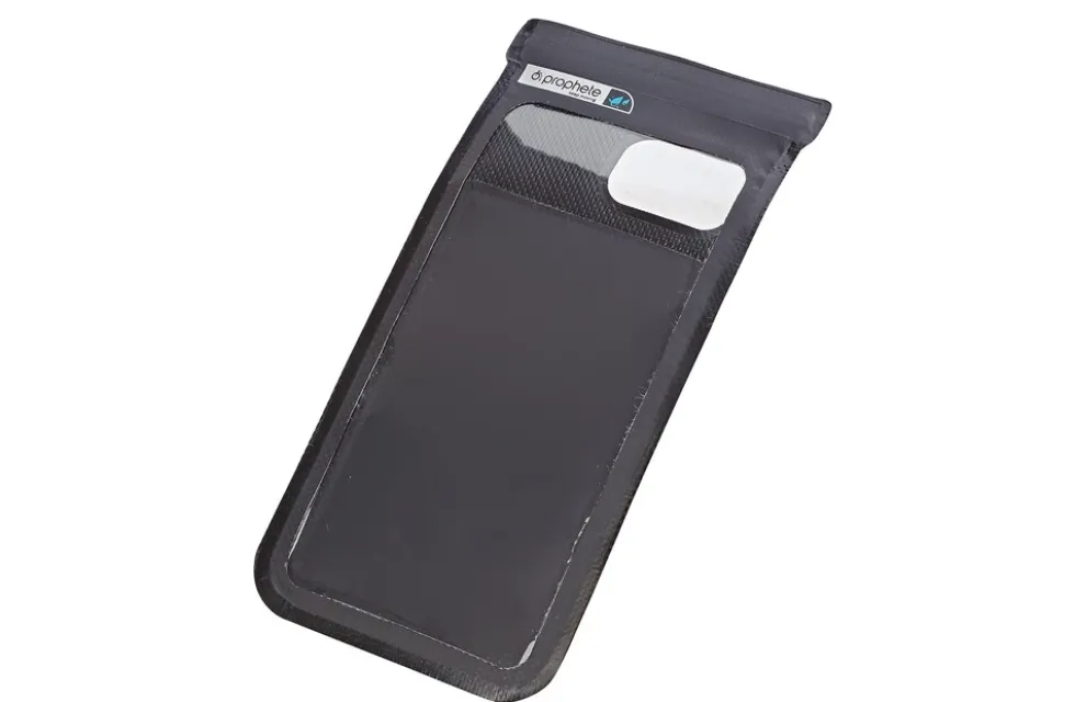 Smartphone-Tasche, zur Lenkermontage, bis zu 5.5“ geeignet, wasserabweisend, mit Sonnenschutz, Farbe: schwarz