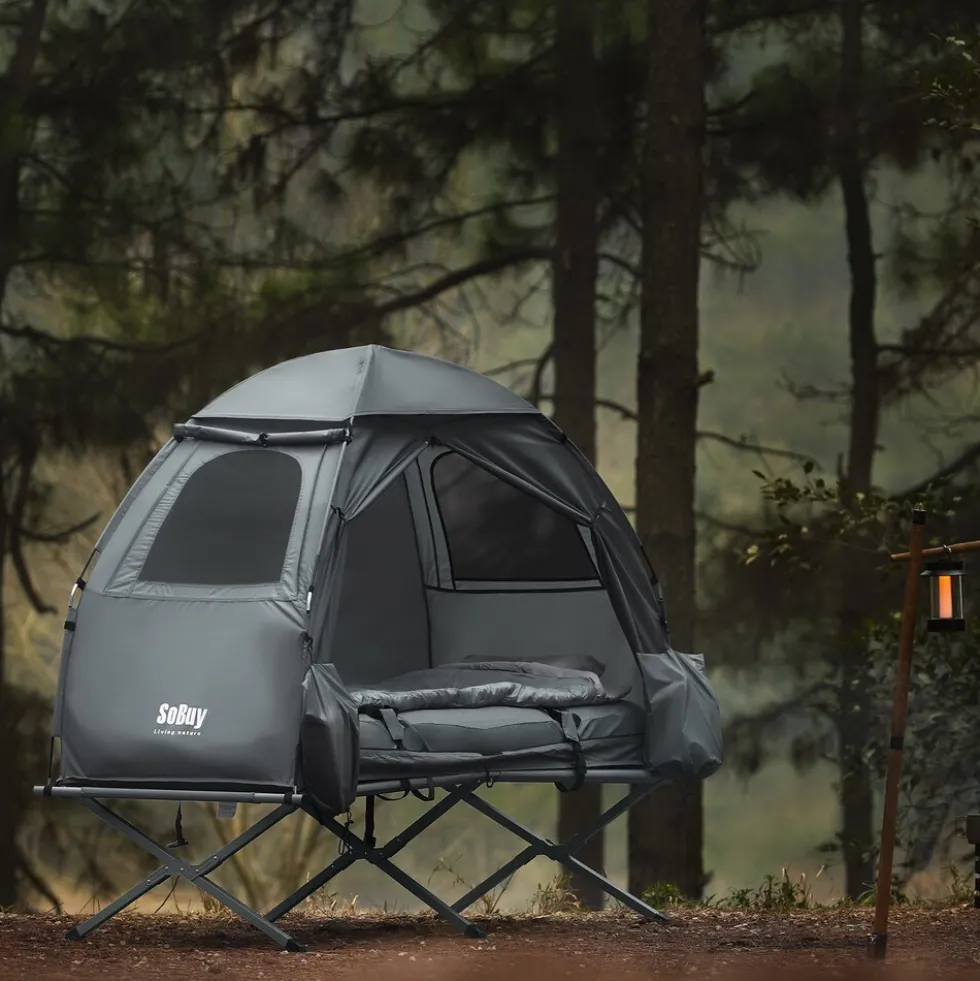 SoBuy Campingzelt mit 1 Tür Hellgrau Funktional