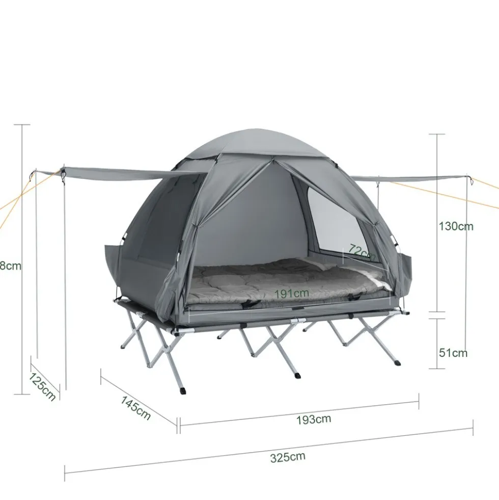 SoBuy Campingzelt mit 1 Tür Hellgrau 193x145x185cm Funktional