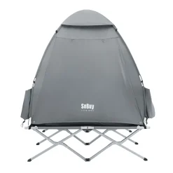SoBuy Campingzelt mit 1 Tür Hellgrau 193x145x185cm Funktional