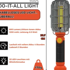 Starlyf® LED Taschenlampe - Akku KFZ Handlampe mit Magnet Do it all light
