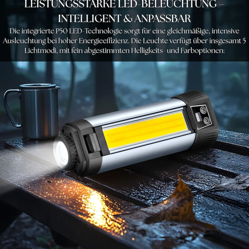 Steinborg 12in1 Multifunktionsleuchte LED-Campingleuchte 2000 Lumen 6000mAh