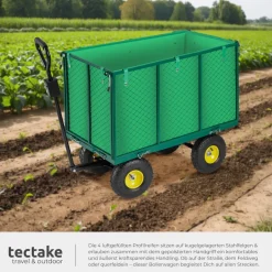 tectake® Bollerwagen, mit klappbaren Seitenwänden, leichtgängige Lenkachse mit gepolstertem Griff, Belastbarkeit 544 kg