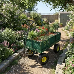 tectake® Bollerwagen, mit klappbaren Seitenwänden, leichtgängige Lenkachse mit gepolstertem Griff, Belastbarkeit 350 kg