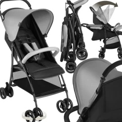 tectake® Buggy-Kinderwagen, klappbar, mit 5-Punkt-Gurt, Bremse und Schutzbügel, pulverbeschichtetes Stahlgestell und pflegeleichter Polyesterbezug, für 0 bis 36 Monate geeignet, Belastbarkeit 15 kg