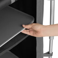 tectake® Campingküche Premium mit Aluminiumgestell und 2 Fächern, faltbar, mit 2 großen Fächern und Windschutz, 76 x 53,5 x 107 cm