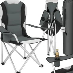 tectake® Campingstuhl, faltbar, gepolstert, geringes Gewicht, 60 x 88 x 110 cm