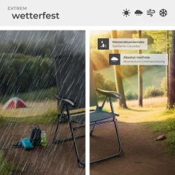 tectake® Campingstuhl, klappbar, 7-fach verstellbare Rückenlehne mit Kopfpolster, Belastbarkeit 120 kg, 57 x 65 x 112 cm