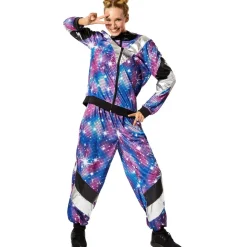 tectake® Damenkostüm Retro 80er 90er Jahre Disco Jogginganzug