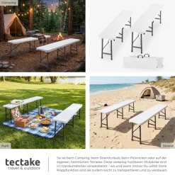 tectake® 2er Set Campingklappbank, wetterfest, je 500 kg belastbar, bis zu 8 Personen, gummierte Tragegriffe