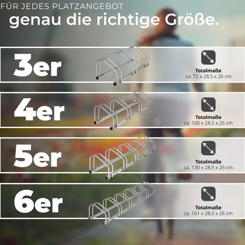 tectake® Fahrradständer, aus rostfreiem Stahl, Boden- und Wandmontage, von beiden Seiten befahrbar