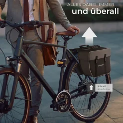tectake® Fahrradtasche, für den Gepäckträger, mit Schnallenverschluss, Tragegriff und Reflektorstreifen, 34 x 17 x 30 cm