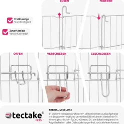 tectake® Freilaufgehege , aus 8 Gitterelementen, große Tür mit Doppelverriegelung, Ø 204 x 93 cm