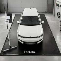 tectake® Garagenbodenmatte, 2,4 x 5 m, mit Klettpads und Alkoholtüchern, inklusive ausziehbarem Abzieher