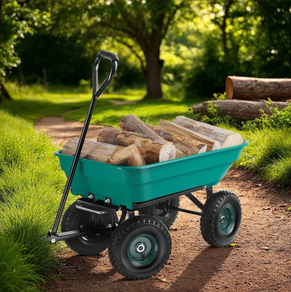 tectake® Gartenwagen, mit Kippfunktion, leichtgängige Lenkachse, Belastbarkeit 120 kg