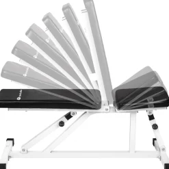 tectake® Hantelbank, Sitz 4-fach verstellbar, gepolstert mit Kunstlederbezug, 120 x 47 x 114 cm
