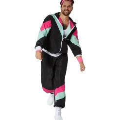 tectake® Herrenkostüm Retro 80er 90er Jahre Jogginganzug