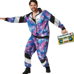 tectake® Herrenkostüm Retro 80er 90er Jahre Disco Jogginganzug