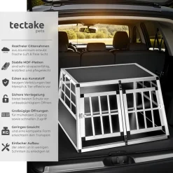 tectake® Hundetransportbox doppel, mit gerader Rückwand, verschließbare Gittertür, mit schützenden Kunststoffecken