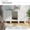 tectake® Katzenschrank, versteckte Eingänge an den Innenseiten, Belüftungslöcher und 4 höhenverstellbare Beine, inklusive Kratzmatte, 120 x 52 x 65 cm