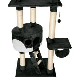 tectake® Kratzbaum, 243 bis 260 cm, mit 2 Katzenhäusern, inklusive 2 Treppen, 2 Spielbällen, Deckenspanner und Kippschutz