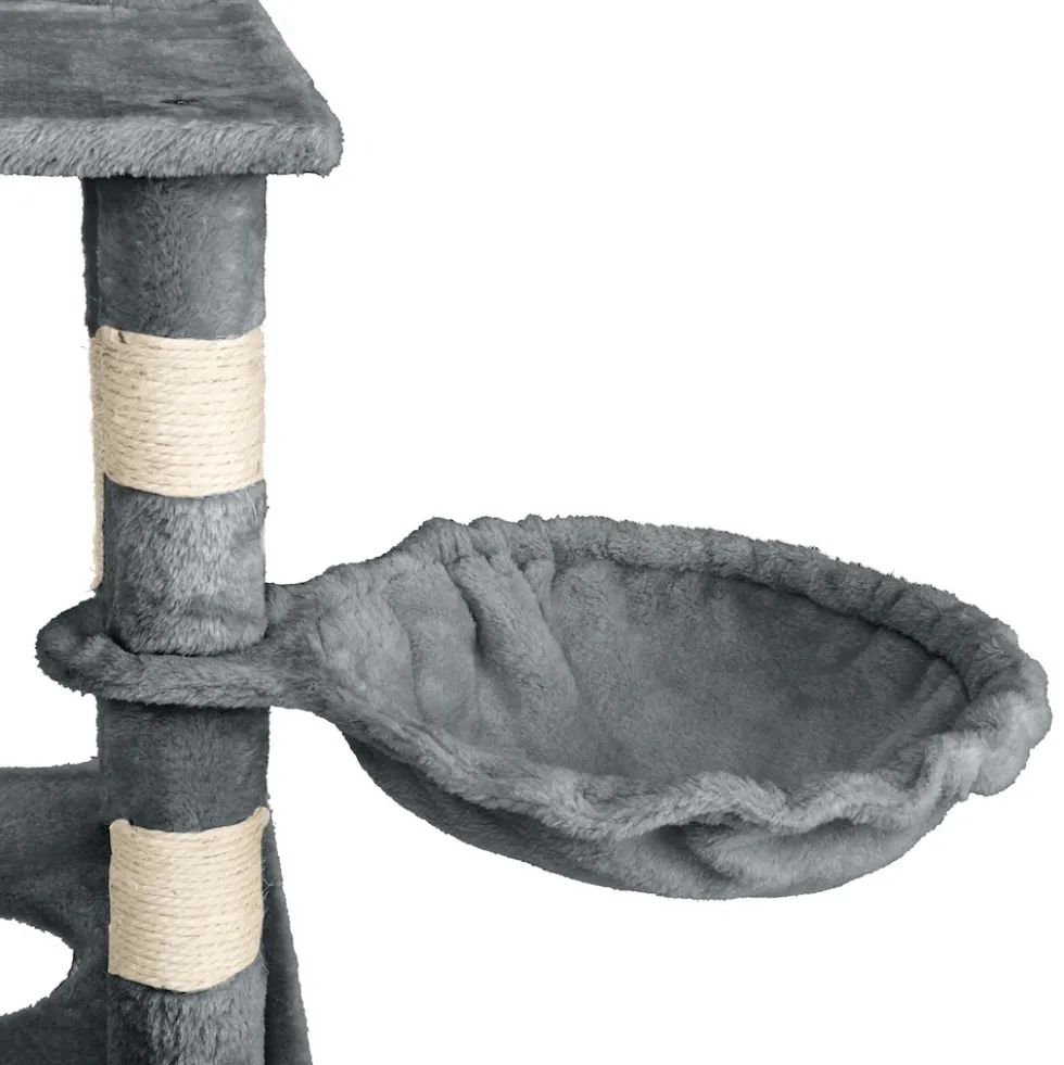 tectake® Kratzbaum, 141 cm, mit Katzenhaus, inklusive Spielkordel und Kippschutz