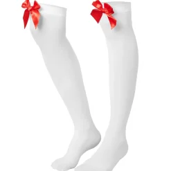 tectake® Overknee-Strümpfe mit roter Schleife