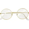 tectake® Runde Retrobrille mit goldenem Rahmen