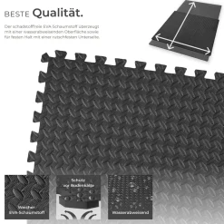 tectake® Schutzmattenset, 24-teilig mit 48 Randstücken, weich und rutschfest, leichte Reinigung und flexibel erweiterbar