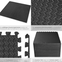 tectake® Schutzmattenset, 24-teilig mit 48 Randstücken, weich und rutschfest, leichte Reinigung und flexibel erweiterbar