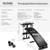 tectake® Sit-up Bank, 6-fach verstellbar, klappbar, rutschfeste Fußenden, inklusive 2 Hanteln und elastische Seile