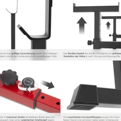 tectake® Squat Rack, multifunktional, Höhe und Breite verstellbar, bodenschonende Kunststoffkappen, inklusive 2 Aufnahmen für Hantelscheiben