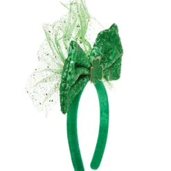 tectake® St. Patrick’s Day Kopfschmuck Schleife mit Pailletten