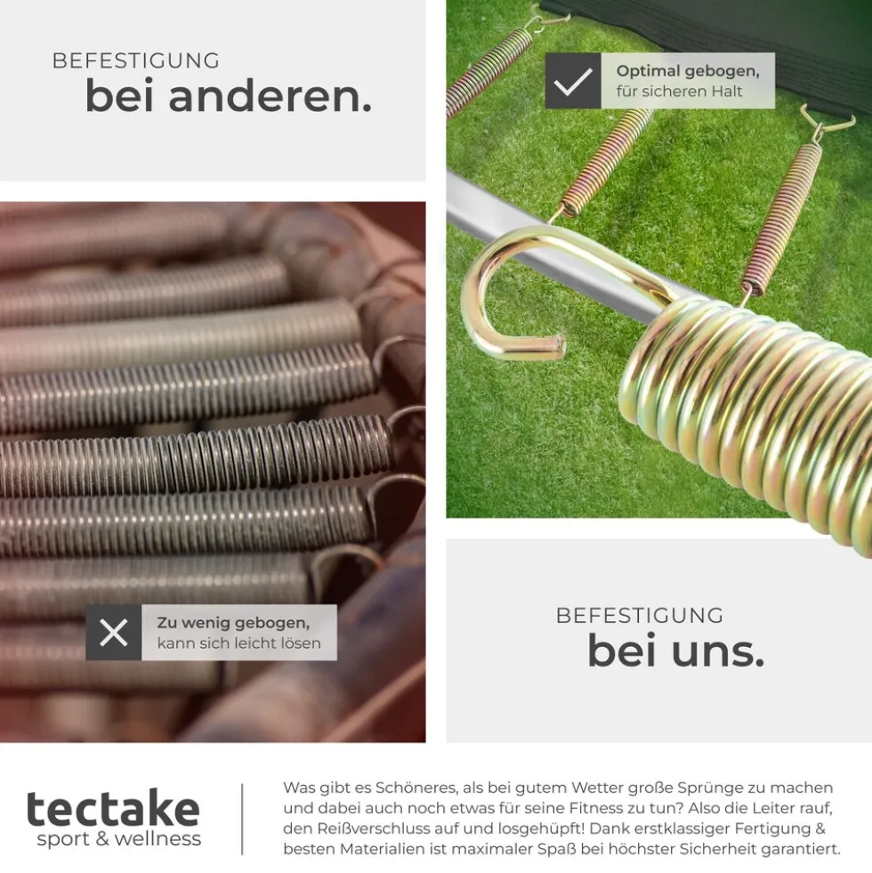 tectake® Trampolin, Ø 244 cm, GS zertifiziert, Randabdeckung, inklusive Einstiegsleiter
