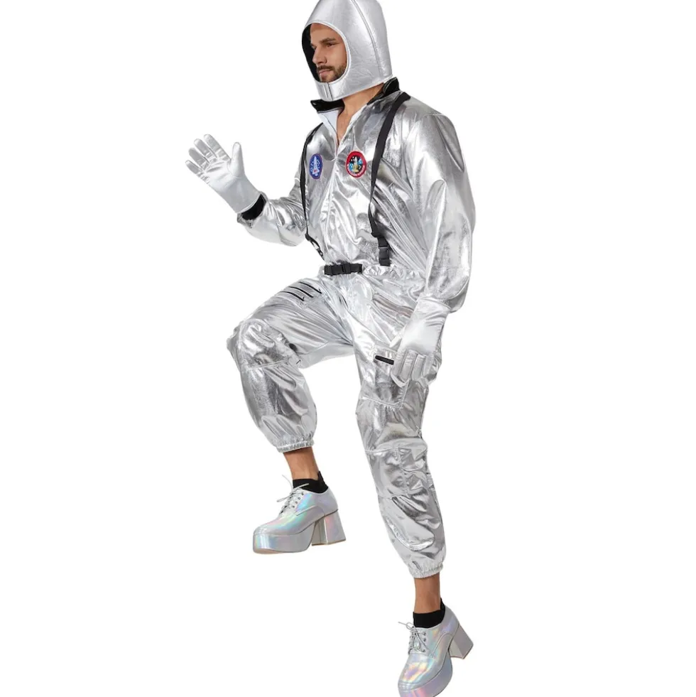 tectake® Unisexkostüm Astronaut mit Helm, Brille und Handschuhen