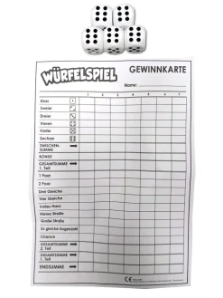 Toi-Toys 51081A - XXL Würfelspiel (deutsch) - Punkteblock inkl 5 Würfeln Gesellschaftsspiel Familienspiel