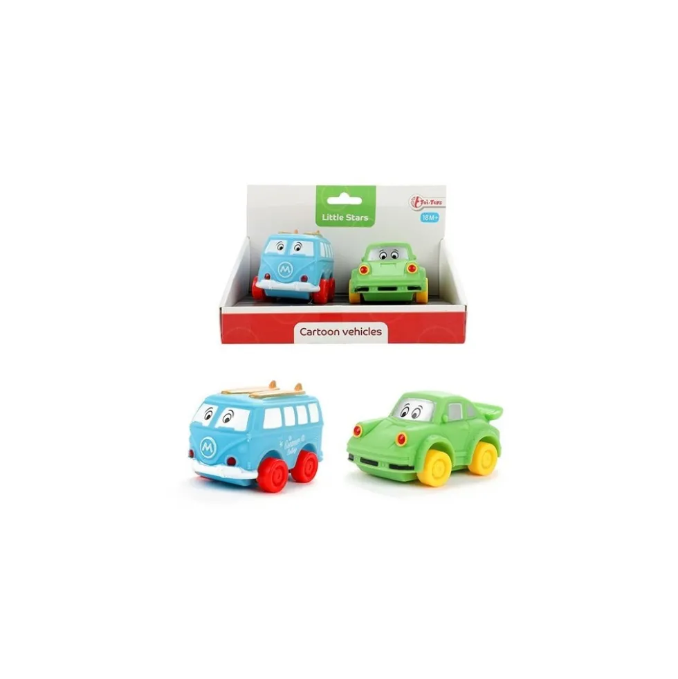 Toi-Toys - LITTLE STARS - 2 weiche PVC-Autos - Cartoon vehicles Baby Spielzeugautos Autos Fahrzeug
