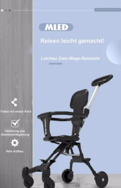 TPFLiving Klappkinderwagen aus Aluminium mit Sitzpolster