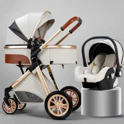 TPFLiving Kombi-Kinderwagen 3in1 Set - Modell 1 Stoff - Schokolade