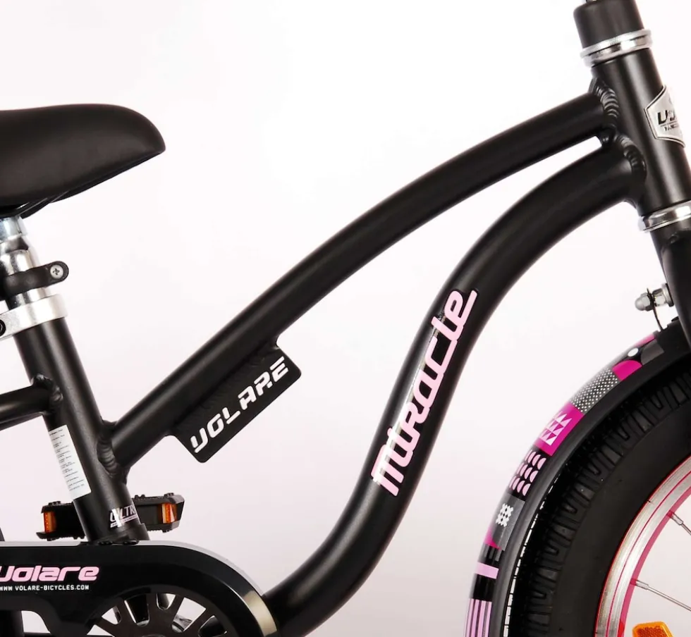 TPFSports Miracle Cruiser Kinderfahrrad - Mädchen - 16 Zoll - Rücktritt + Handbremse - Mattschwarz