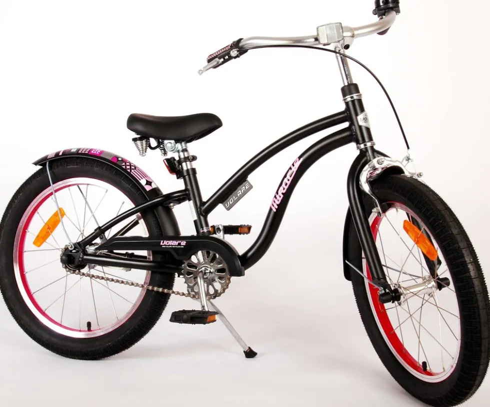TPFSports Miracle Cruiser Kinderfahrrad - Mädchen - 18 Zoll - Rücktritt + Handbremse - Mattschwarz