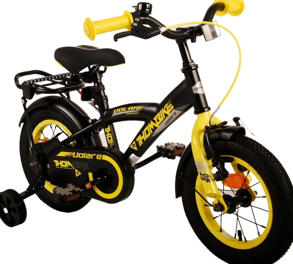 TPFSports Thombike Kinderfahrrad - Jungen - 12 Zoll - Rücktritt + Handbremse - Schwarz/Orange