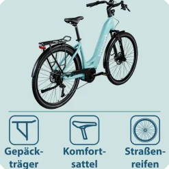 Tretwerk Amber E Bike Damen 28 Zoll Elektrofahrrad 155 - 185 cm Hollandrad Tiefeinsteiger mit 9 Gang Schaltung