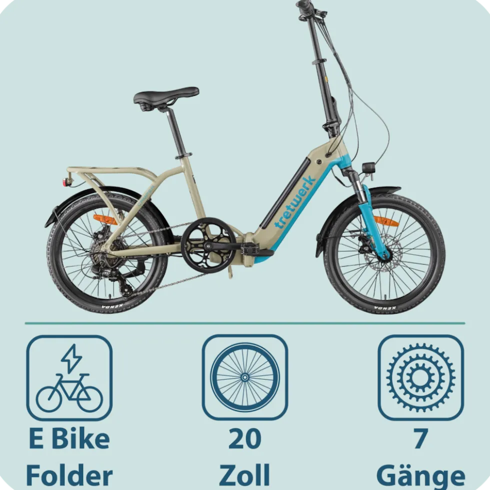 Tretwerk Camper 20" – Kompaktes E-Faltrad mit Shimano 7-Gang-Schaltung & 468Wh Akku