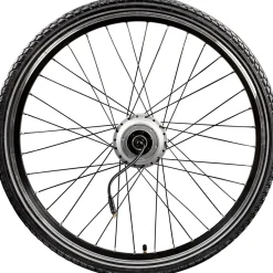 Tretwerk Komplettrad E Bike Vorderrad 26 Zoll Trekking Rad Felge mit Reifen Kenda K1172 und Ananda Hilfsmotor für Fahrrad Cityrad